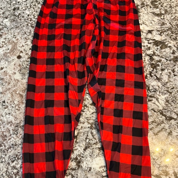 New Medium Red Black Mens Pajama Pants Unisex Christmas Checker Lounge Fall Win - Picture 5 of 5